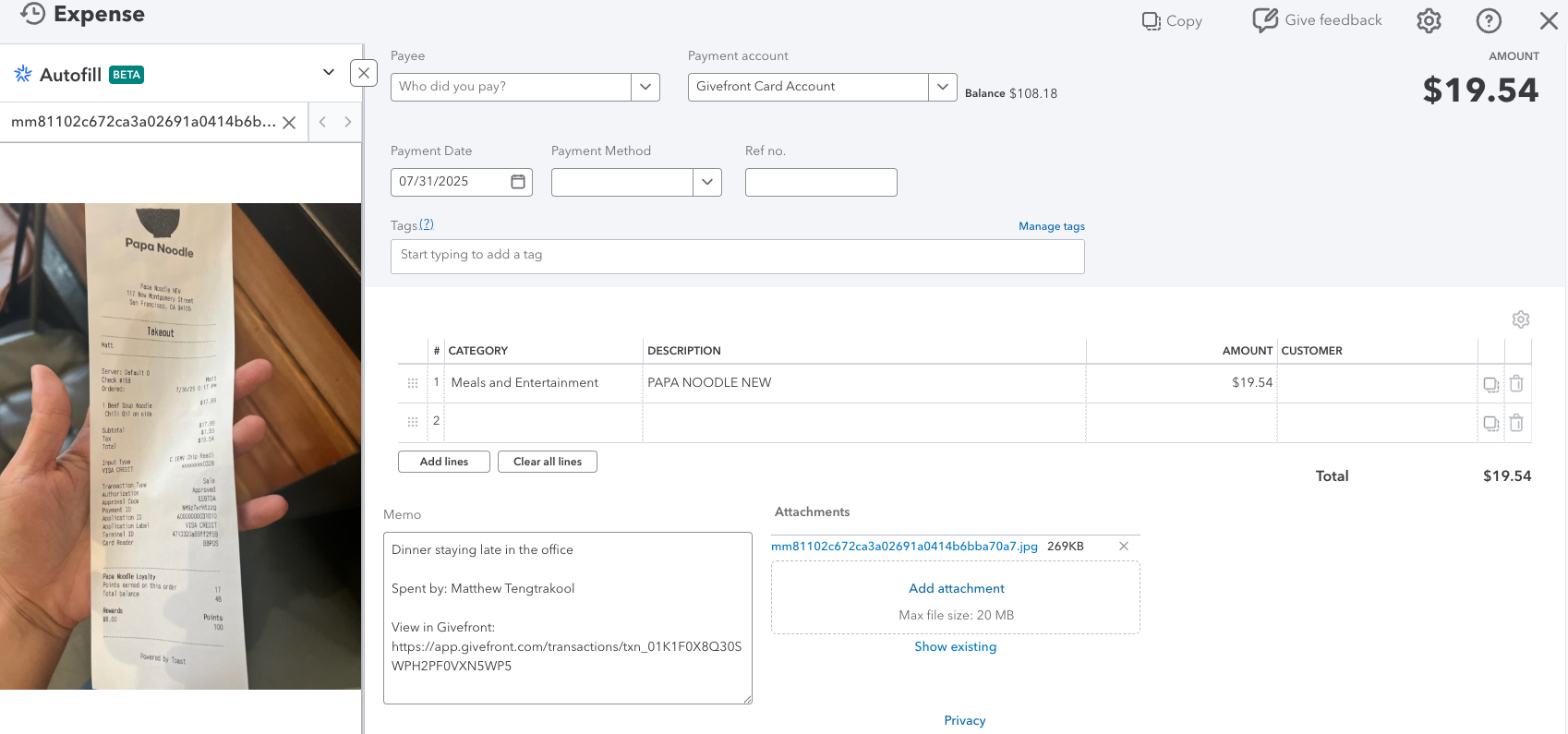 Synced Transaction in Quickbooks